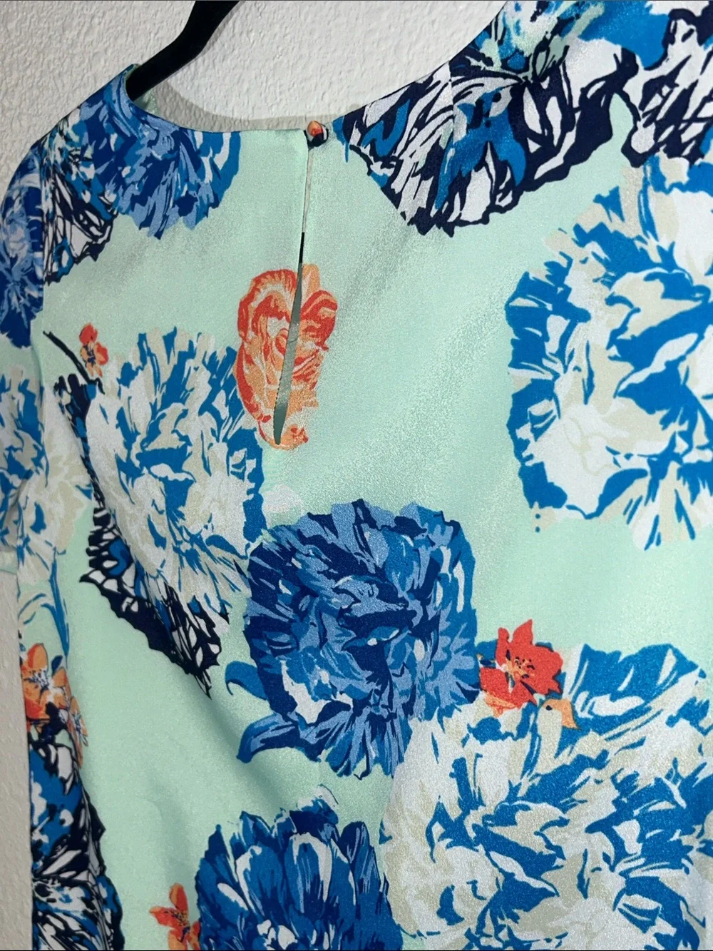 J. Crew Floral Mint Shift Dress Top - Blue & Coral Print Sz 2